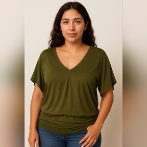 💚 Abound Olive V-Neck Dolman Top XS NWT